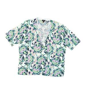 Talbots Petite Green Cardigan Sweater PL Cotton Blend V Neck Short Sleeve Paisle
